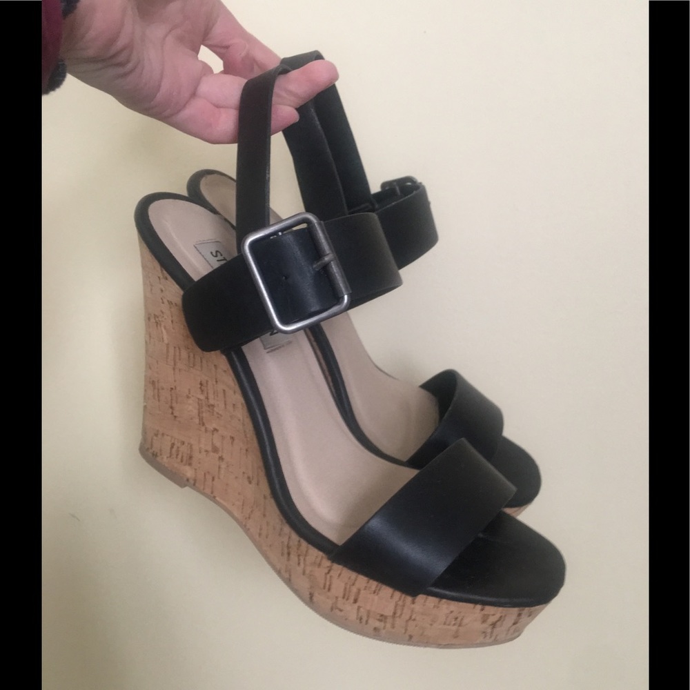 Steve Madden Cork Black Wedge